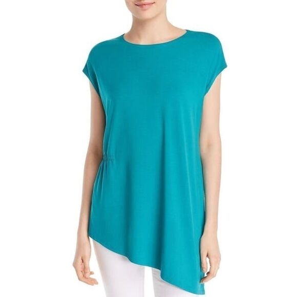 Eileen Fisher Tunic Top Asymmetric Cap Sleeve - Picture 1 of 7